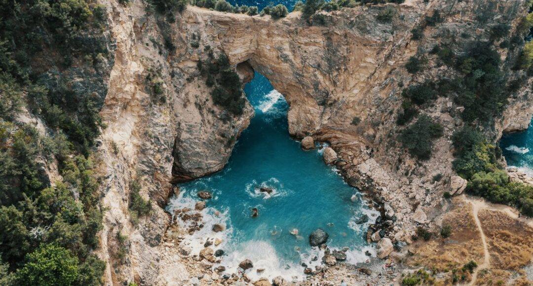 Caves and sea in the area of alanya, turkey