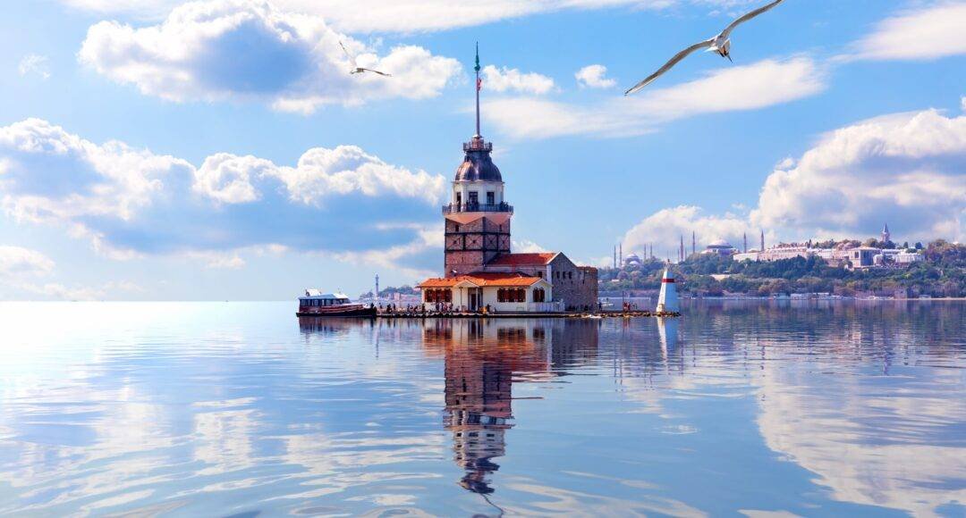 Leander's tower in the marmara sea, the bosporus. istanbul.
